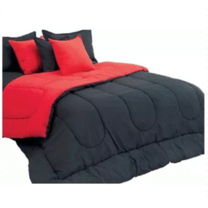 EDREDON REVERSIBLE LISO 1 1/2 PLAZAS NEGRO/ROJO