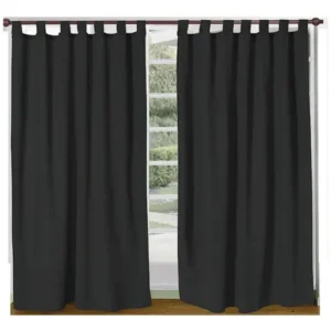 CORTINA LARGA  MADRAS NEGRO