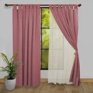 CORTINA LARGA  MADRAS ROSA VIEJO